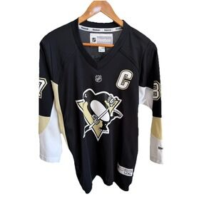 Reebok Sidney Crosby Pittsburgh Penguins Jersey Black Size Youth L XL